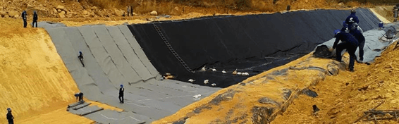 Bidim — Proteção de geomembrana em canal